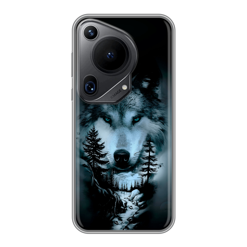 Силиконовый чехол на Huawei Pura 70 Ultra с принтом Лесной волк Силиконовый чехол на Huawei Pura 70 Ultra с принтом Лесной волк