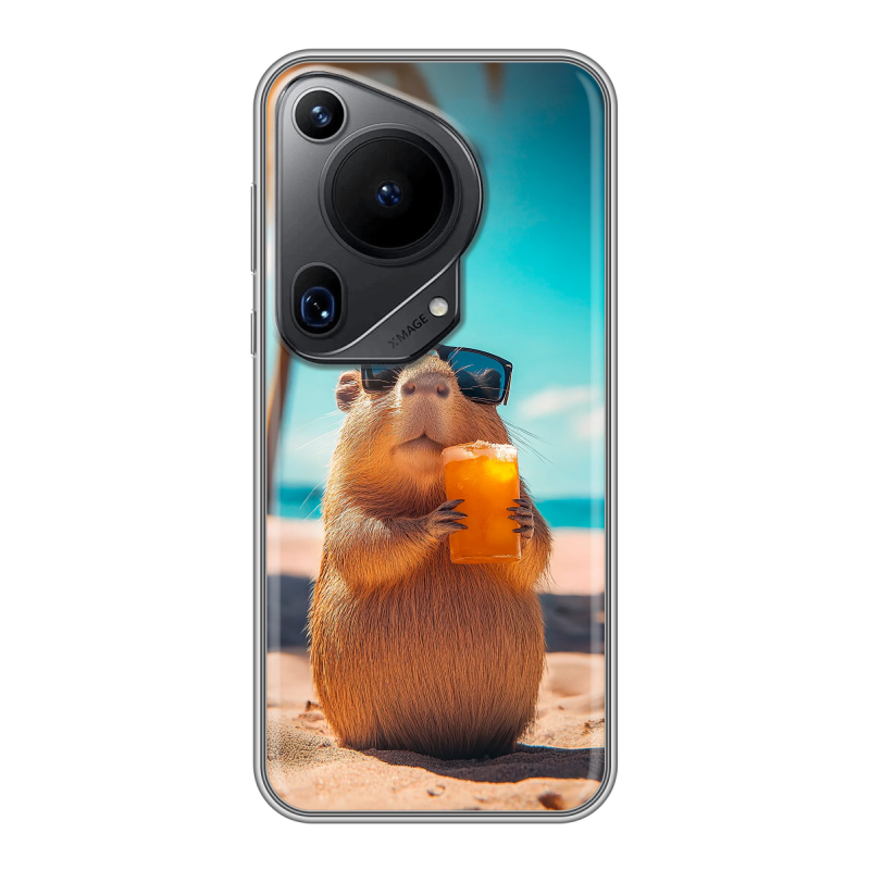 Силиконовый чехол на Huawei Pura 70 Ultra с принтом Капибара Силиконовый чехол на Huawei Pura 70 Ultra с принтом Капибара