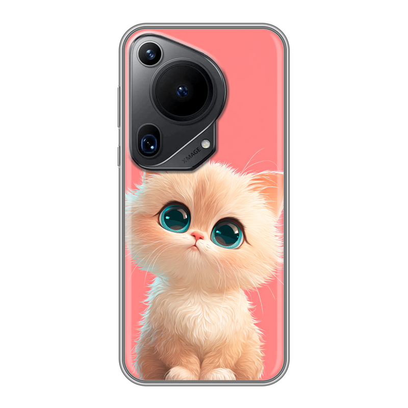 Силиконовый чехол на Huawei Pura 70 Ultra с принтом Розовый котенок Силиконовый чехол на Huawei Pura 70 Ultra с принтом Розовый котенок