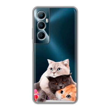 Силиконовый чехол на Realme C65 с принтом Кошки Силиконовый чехол на Realme C65 с принтом Кошки
