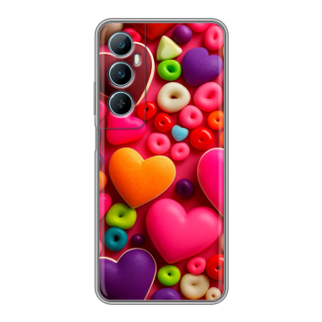 Силиконовый чехол на Realme C65 с принтом Сердечки