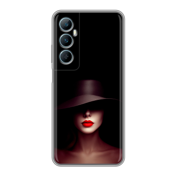 Силиконовый чехол на Realme C65 с принтом Девушка в шляпе