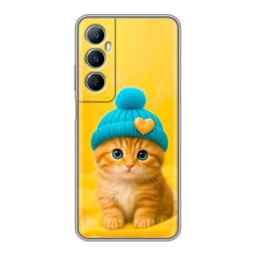 Силиконовый чехол на Realme C65 с принтом Котенок в шапке Силиконовый чехол на Realme C65 с принтом Котенок в шапке