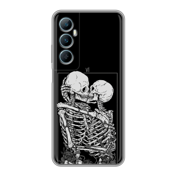 Силиконовый чехол на Realme C65 с принтом Поцелуй скелетов