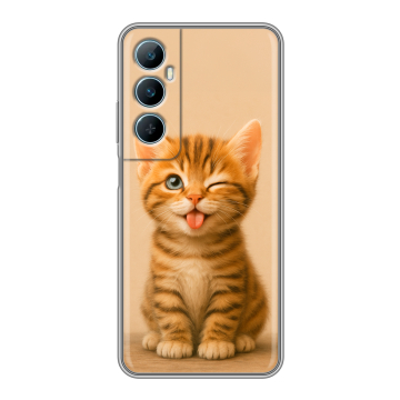 Силиконовый чехол на Realme C65 с принтом котенок