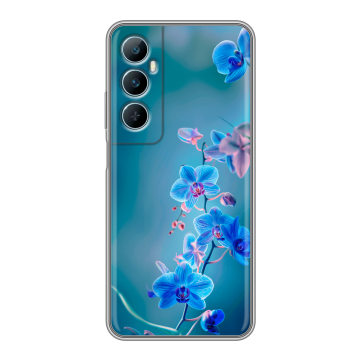 Силиконовый чехол на Realme C65 с принтом Голубые цветы Силиконовый чехол на Realme C65 с принтом Голубые цветы