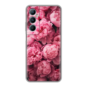 Силиконовый чехол на Realme C65 с принтом цветы пионы