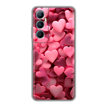 Силиконовый чехол на Realme C65 с принтом розовые сердечки