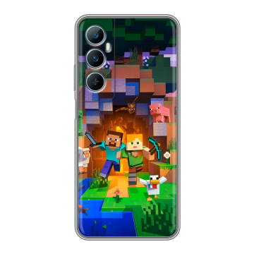 Силиконовый чехол на Realme C65 с принтом Майнкрафт Minecraft