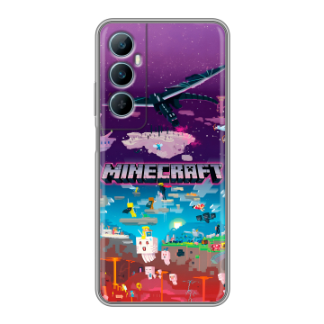 Силиконовый чехол на Realme C65 с принтом Майнкрафт Minecraft