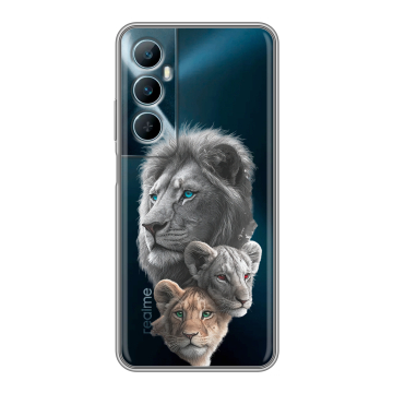 Силиконовый чехол на Realme C65 с принтом Львы