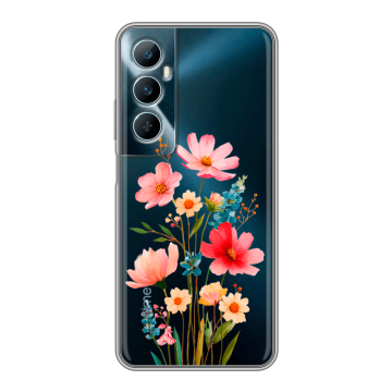 Силиконовый чехол на Realme C65 с принтом Цветы