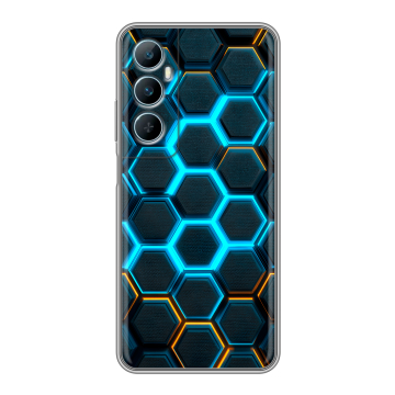 Силиконовый чехол на Realme C65 с принтом Неоновые соты
