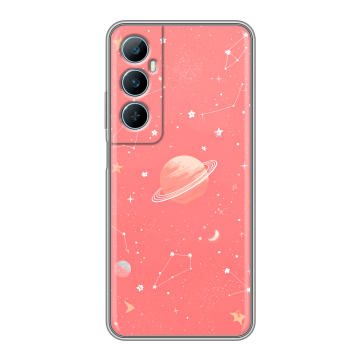 Силиконовый чехол на Realme C65 с принтом Розовый космос