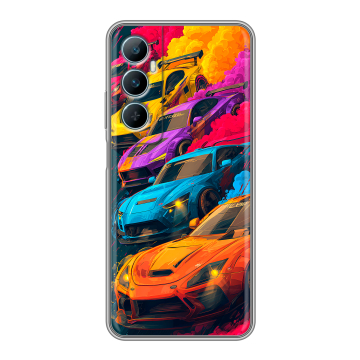 Силиконовый чехол на Realme C65 с принтом Тачки