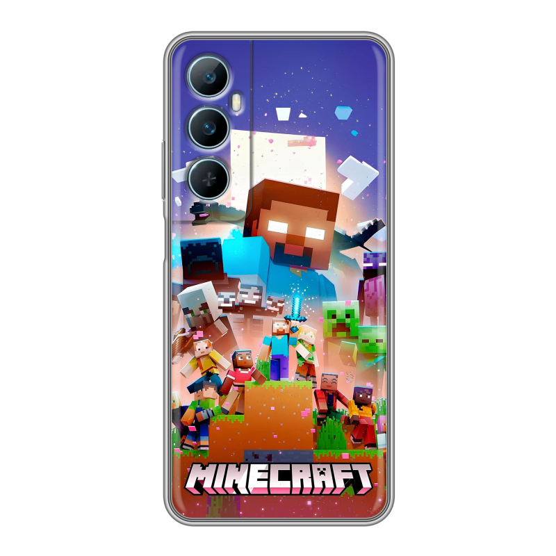 Силиконовый чехол на Realme C65 с принтом Майнкрафт Minecraft Силиконовый чехол на Realme C65 с принтом Майнкрафт Minecraft