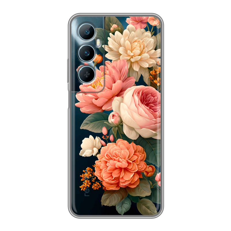 Силиконовый чехол на Realme C65 с принтом цветы Силиконовый чехол на Realme C65 с принтом цветы