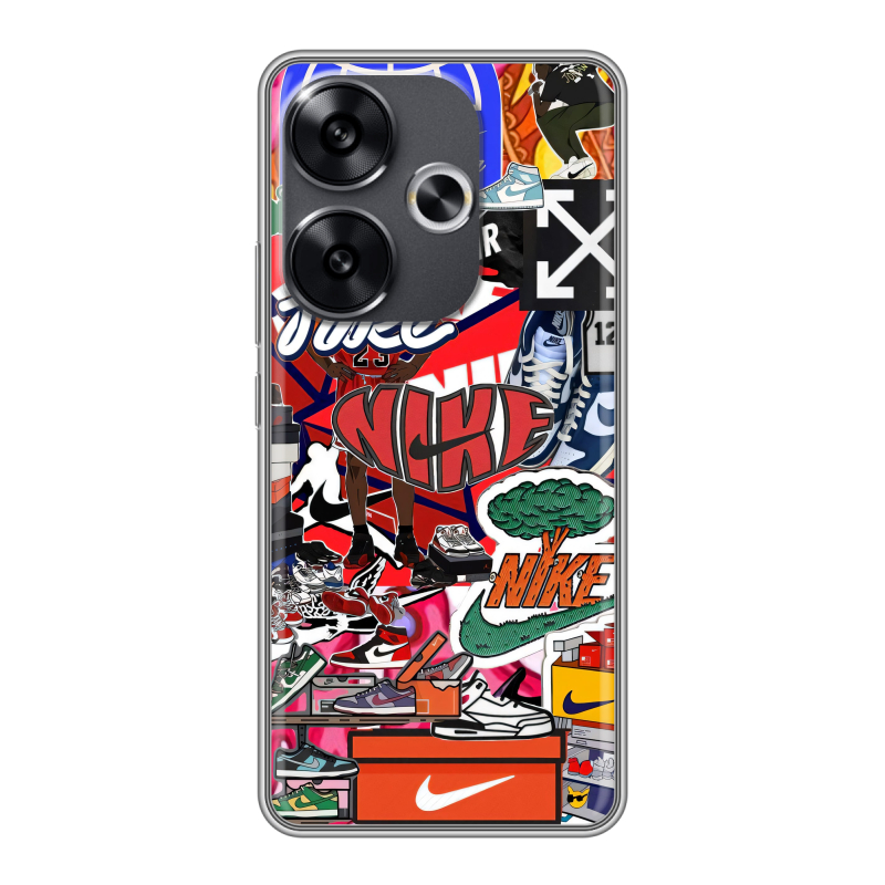 Силиконовый чехол на Xiaomi Redmi Turbo 3 с принтом Найк Nike яркий Силиконовый чехол на Xiaomi Redmi Turbo 3 с принтом Найк Nike яркий