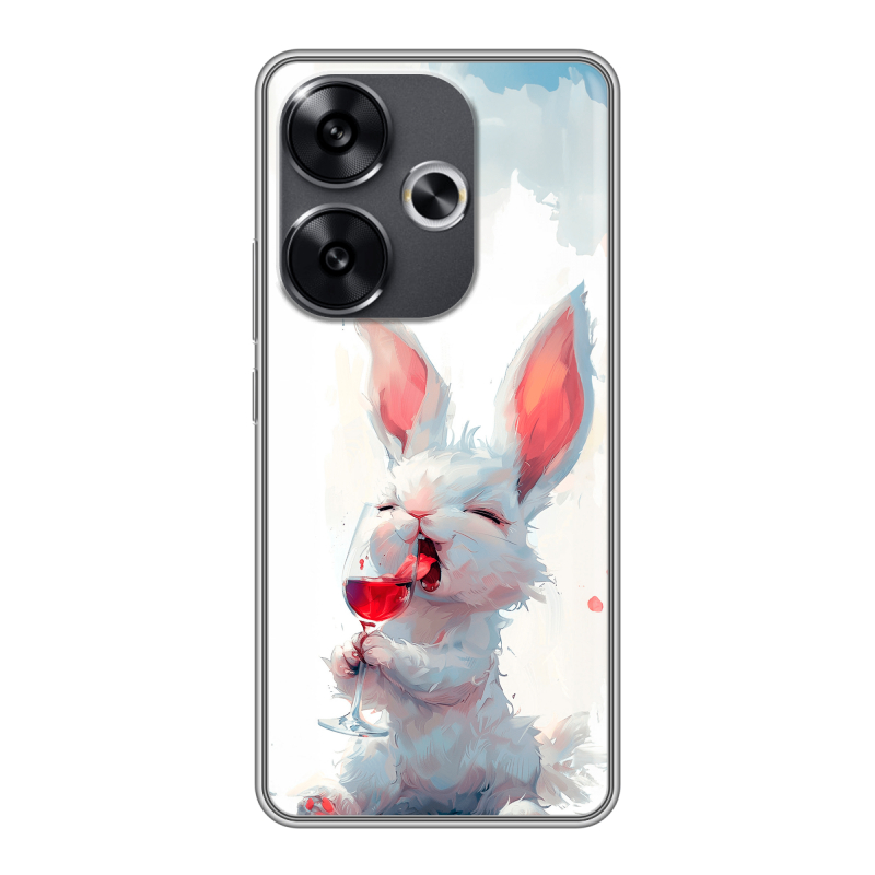 Силиконовый чехол на Xiaomi Redmi Turbo 3 с принтом кролик зайчик Силиконовый чехол на Xiaomi Redmi Turbo 3 с принтом кролик зайчик