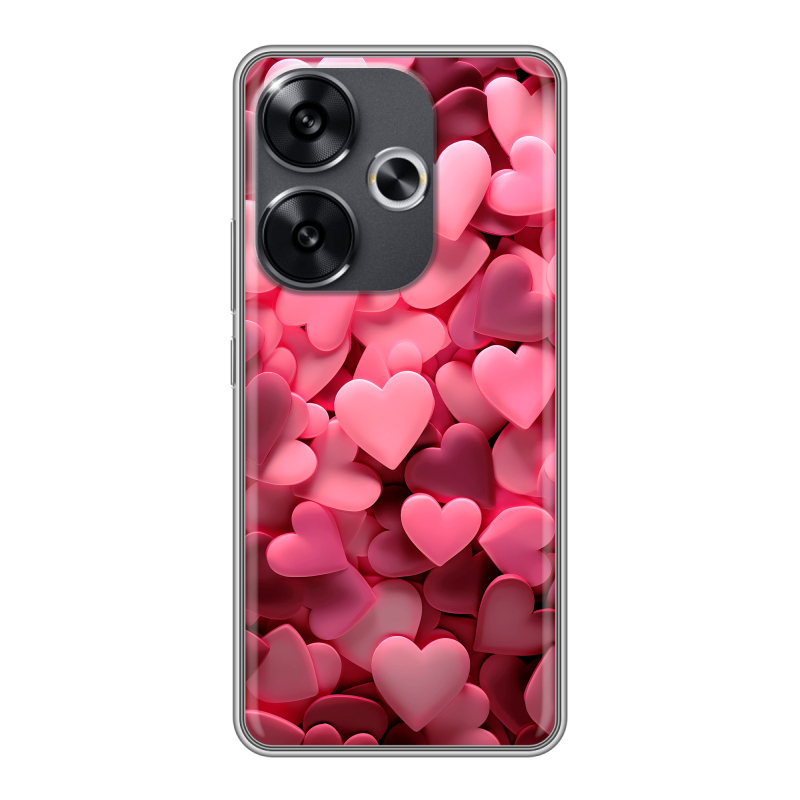 Силиконовый чехол на Xiaomi Redmi Turbo 3 с принтом розовые сердечки Силиконовый чехол на Xiaomi Redmi Turbo 3 с принтом розовые сердечки