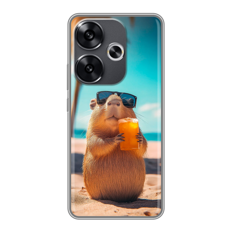 Силиконовый чехол на Xiaomi Redmi Turbo 3 с принтом Капибара Силиконовый чехол на Xiaomi Redmi Turbo 3 с принтом Капибара