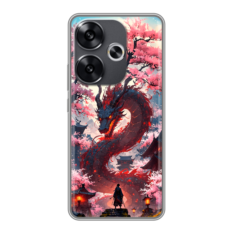 Силиконовый чехол на Xiaomi Redmi Turbo 3 с принтом Дракон Японский Силиконовый чехол на Xiaomi Redmi Turbo 3 с принтом Дракон Японский