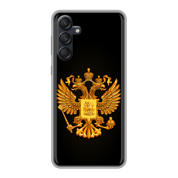 Силиконовый чехол на Samsung Galaxy M55 с принтом Герб России желтый Силиконовый чехол на Samsung Galaxy M55 с принтом Герб России желтый