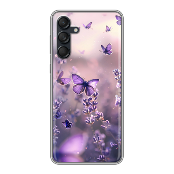 Силиконовый чехол на Samsung Galaxy M55 с принтом бабочки и лаванда Силиконовый чехол на Samsung Galaxy M55 с принтом бабочки и лаванда