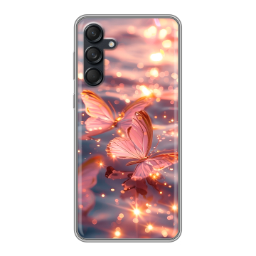 Силиконовый чехол на Samsung Galaxy M55 с принтом бабочки розовые Силиконовый чехол на Samsung Galaxy M55 с принтом бабочки розовые
