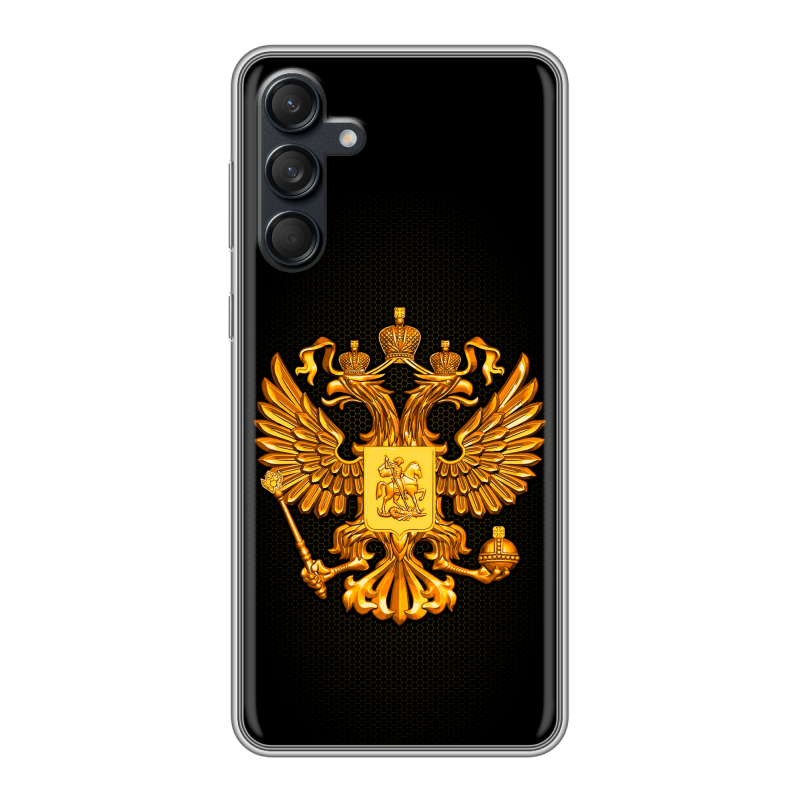 Силиконовый чехол на Samsung Galaxy M55 с принтом Герб России желтый Силиконовый чехол на Samsung Galaxy M55 с принтом Герб России желтый