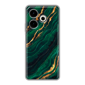 Силиконовый чехол на Tecno Pova 6 Neo с принтом Мрамор зеленое золото Силиконовый чехол на Tecno Pova 6 Neo с принтом Мрамор зеленое золото