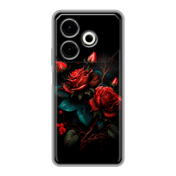 Силиконовый чехол на Tecno Pova 6 Neo с принтом Розы красные Силиконовый чехол на Tecno Pova 6 Neo с принтом Розы красные