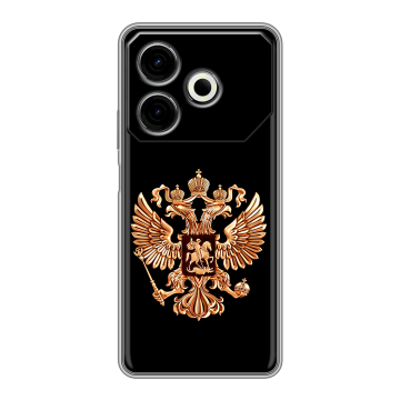 Силиконовый чехол на Tecno Pova 6 Neo с принтом Герб России золотой Силиконовый чехол на Tecno Pova 6 Neo с принтом Герб России золотой