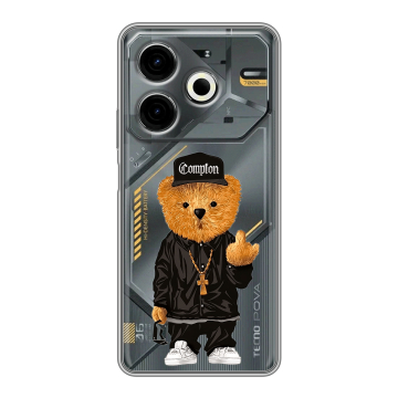 Силиконовый чехол на Tecno Pova 6 Neo с принтом Мишка Силиконовый чехол на Tecno Pova 6 Neo с принтом Мишка
