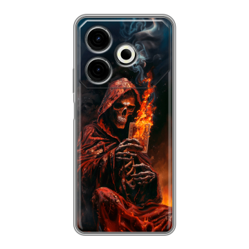 Силиконовый чехол на Tecno Pova 6 Neo с принтом Скелет и карты Силиконовый чехол на Tecno Pova 6 Neo с принтом Скелет и карты