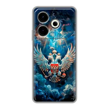 Силиконовый чехол на Tecno Pova 6 Neo с принтом Герб флаг России Силиконовый чехол на Tecno Pova 6 Neo с принтом Герб флаг России