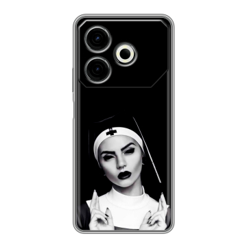 Силиконовый чехол на Tecno Pova 6 Neo с принтом монашка Силиконовый чехол на Tecno Pova 6 Neo с принтом монашка