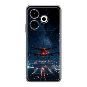 Силиконовый чехол на Tecno Pova 6 Neo с принтом самолет Силиконовый чехол на Tecno Pova 6 Neo с принтом самолет