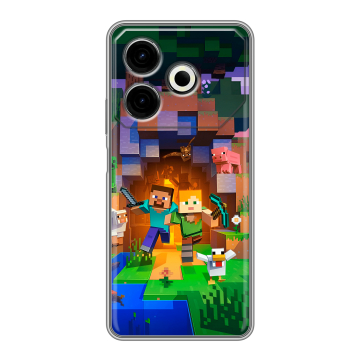 Силиконовый чехол на Tecno Pova 6 Neo с принтом Майнкрафт Minecraft Силиконовый чехол на Tecno Pova 6 Neo с принтом Майнкрафт Minecraft
