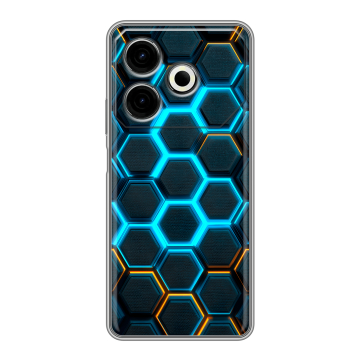 Силиконовый чехол на Tecno Pova 6 Neo с принтом Неоновые соты Силиконовый чехол на Tecno Pova 6 Neo с принтом Неоновые соты