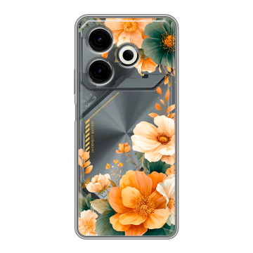 Силиконовый чехол на Tecno Pova 6 Neo с принтом Цветы принт Силиконовый чехол на Tecno Pova 6 Neo с принтом Цветы принт