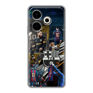 Силиконовый чехол на Tecno Pova 6 Neo с принтом Messi Barcelona Силиконовый чехол на Tecno Pova 6 Neo с принтом Messi Barcelona
