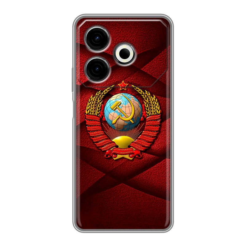 Силиконовый чехол на Tecno Pova 6 Neo с принтом Герб СССР Силиконовый чехол на Tecno Pova 6 Neo с принтом Герб СССР