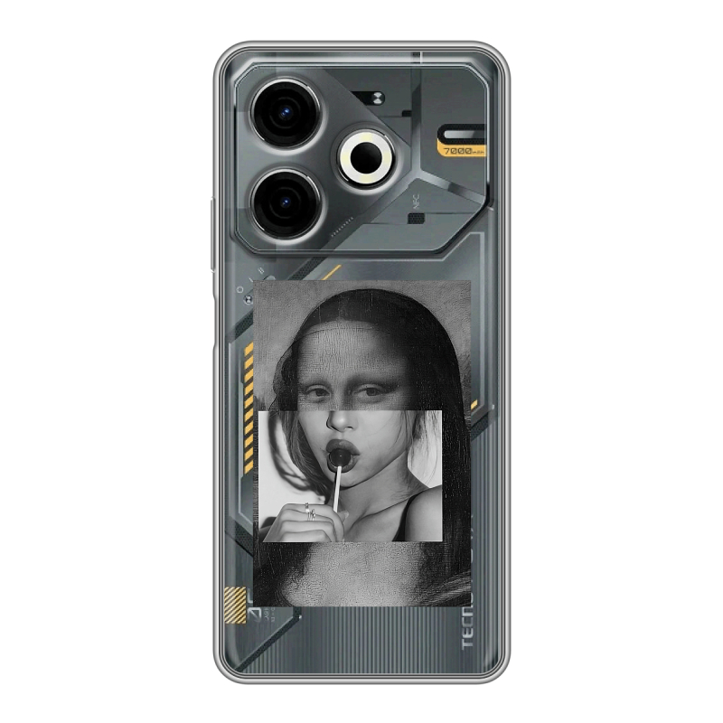 Силиконовый чехол на Tecno Pova 6 Neo с принтом Мона Лиза Силиконовый чехол на Tecno Pova 6 Neo с принтом Мона Лиза