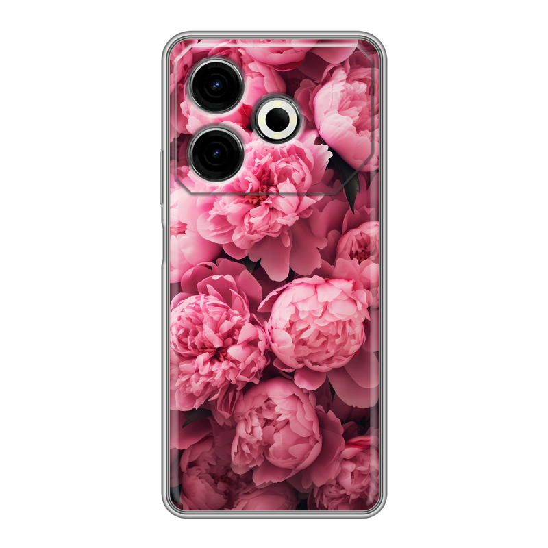 Силиконовый чехол на Tecno Pova 6 Neo с принтом цветы пионы Силиконовый чехол на Tecno Pova 6 Neo с принтом цветы пионы