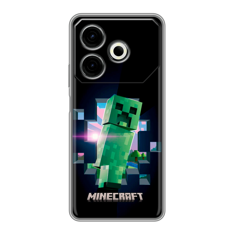 Силиконовый чехол на Tecno Pova 6 Neo с принтом Майнкрафт Minecraft Силиконовый чехол на Tecno Pova 6 Neo с принтом Майнкрафт Minecraft