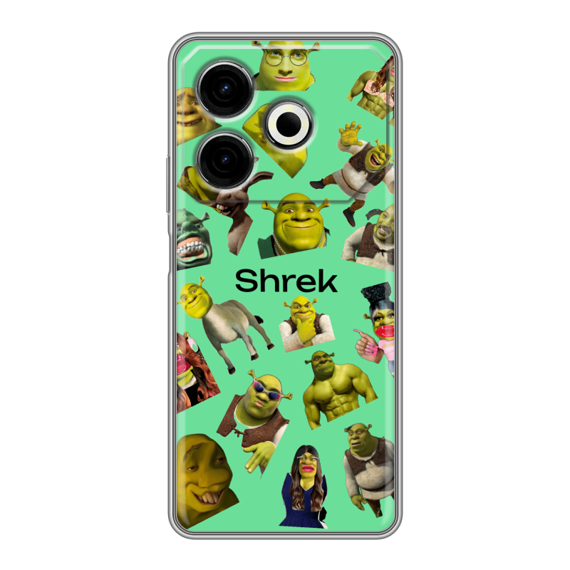 Силиконовый чехол на Tecno Pova 6 Neo с принтом Шрек Shrek Силиконовый чехол на Tecno Pova 6 Neo с принтом Шрек Shrek