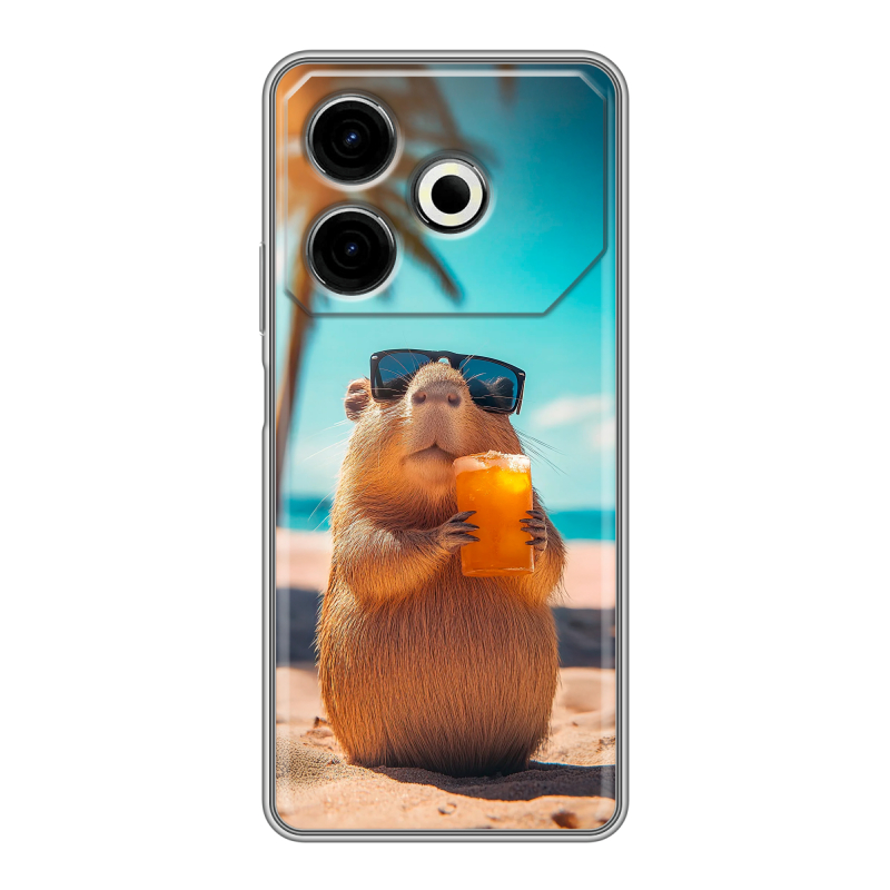 Силиконовый чехол на Tecno Pova 6 Neo с принтом Капибара Силиконовый чехол на Tecno Pova 6 Neo с принтом Капибара