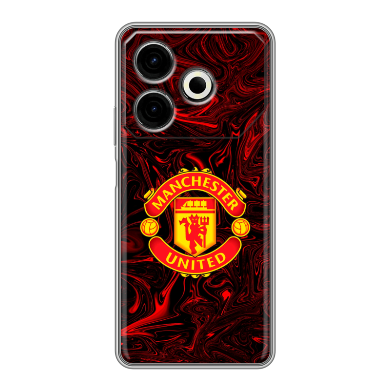 Силиконовый чехол на Tecno Pova 6 Neo с принтом Manchester United Силиконовый чехол на Tecno Pova 6 Neo с принтом Manchester United