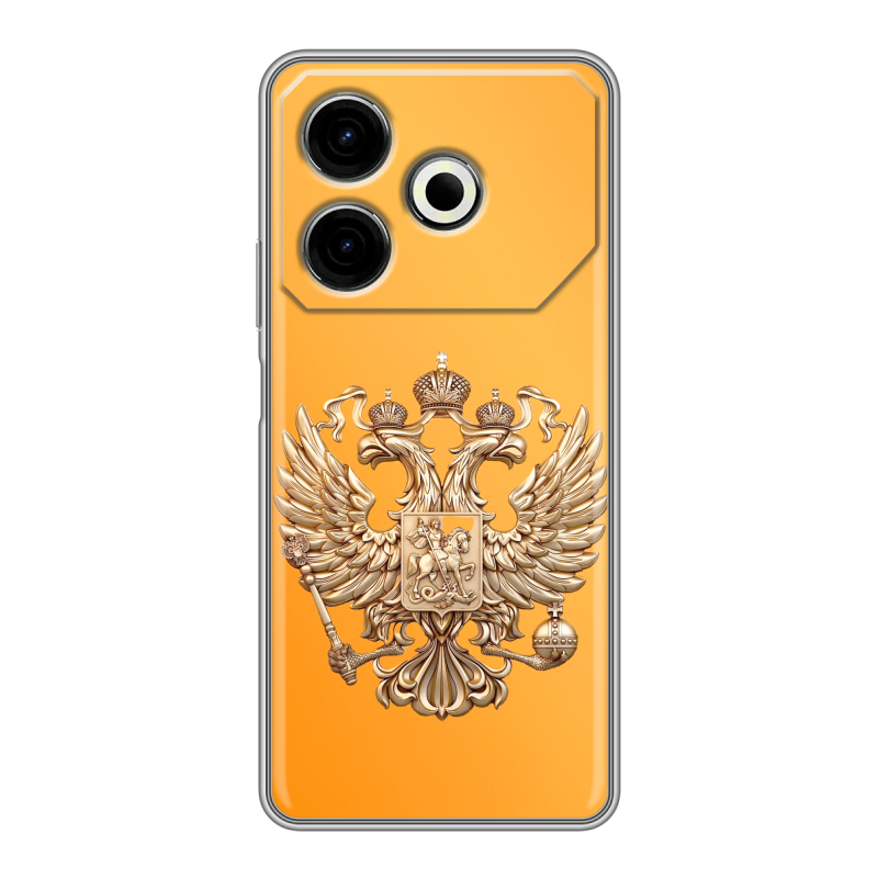 Силиконовый чехол на Tecno Pova 6 Neo с принтом Герб Флаг России Силиконовый чехол на Tecno Pova 6 Neo с принтом Герб Флаг России